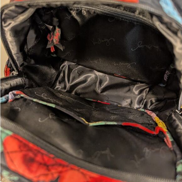 Vera Bradley Quilted Backpack Red Yellow Havana Rose Pattern Travel Brunch Bold - Picture 8 of 9